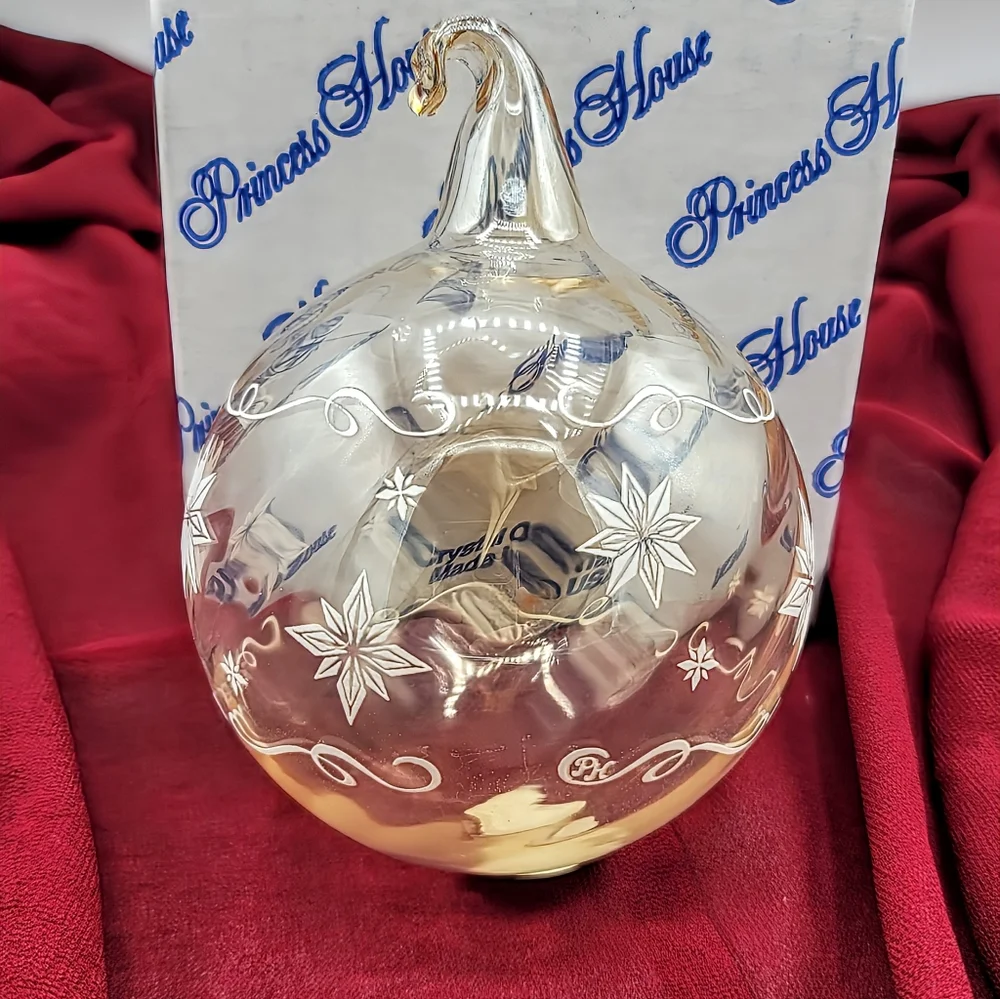 Princess House 2001 Crystal Ornament Etched Star Swirl Design w/ Box USA Vintage